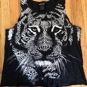 Black tank top with tiger pattern